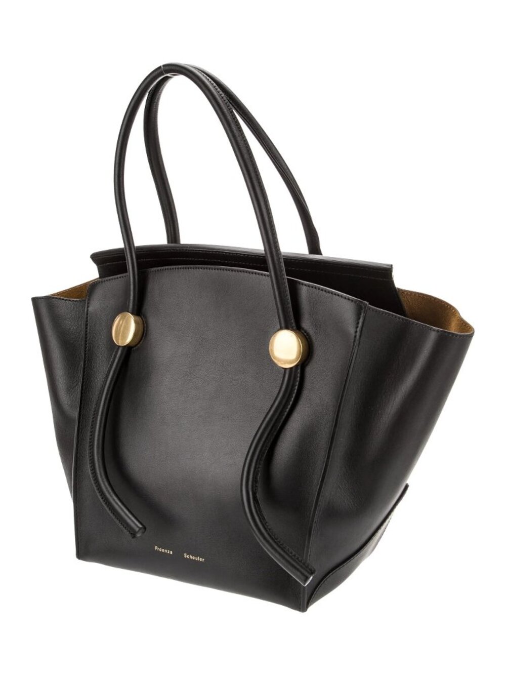 Proenza Schouler Black Leather Tote with Gold Accents